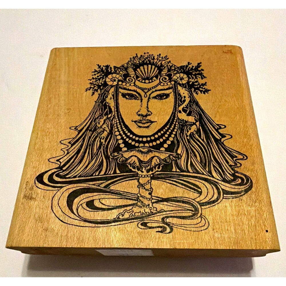 Stamp Oasis Wood Mounted Rubber Stamp Fantasy Woman Face Wood Block